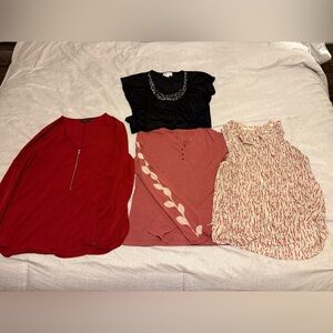 Women's Tops Blouses - Red, Black, Pink, Cream